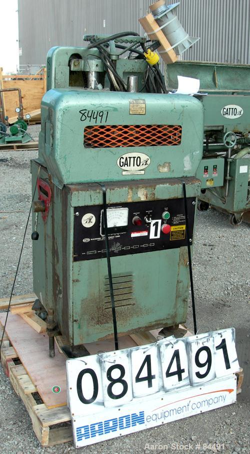 Used Gatto Belt Puller, Model 205-4. (2) 4" Wide x 15" contact area. Manually adjustable rubber belts. Driven by an approximate 2 hp motor. Includes a Toshiba transistor inverter controller. Mounted ...