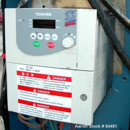 Used Gatto Belt Puller, Model 205-4. (2) 4" Wide x 15" contact area. Manually adjustable rubber belts. Driven by an approximate 2 hp motor. Includes a Toshiba transistor inverter controller. Mounted ...