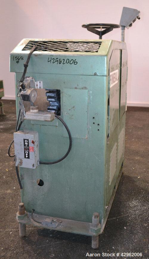 Used Gatto Cat-A-Puller, Model 207-3PC. (2) 3’’ Wide x 28’’ long contact cleated rubber belts. Manually adjustable 5’’ belt opening. Belt speed 1/2-60 feet per minute. Driven by a 3hp, 180 volt DC mo...