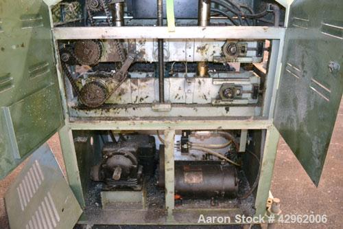 Used Gatto Cat-A-Puller, Model 207-3PC. (2) 3’’ Wide x 28’’ long contact cleated rubber belts. Manually adjustable 5’’ belt opening. Belt speed 1/2-60 feet per minute. Driven by a 3hp, 180 volt DC mo...