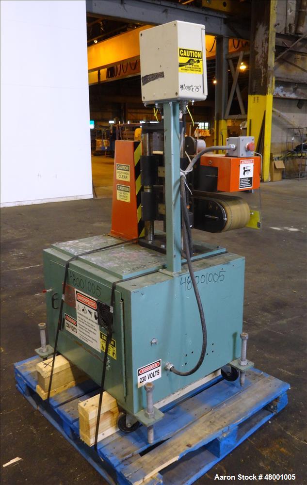 Used Goodman Stand-Alone Puller, Model 6E. Approximately 6" Wide x 24" Long. Manual adjustable raise. Maximum belt opening 6". Driven by a 1hp, 1/60/180 volt, 1750 rpm motor. Mounted on a carbon stee...