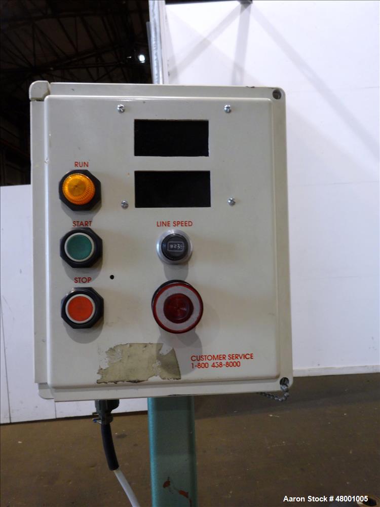 Used Goodman Stand-Alone Puller, Model 6E. Approximately 6" Wide x 24" Long. Manual adjustable raise. Maximum belt opening 6". Driven by a 1hp, 1/60/180 volt, 1750 rpm motor. Mounted on a carbon stee...