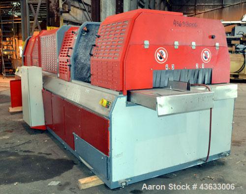 Used Greiner Extrusionstechnik Cat Pul Puller/Saw Combination, Model 30/9-235-S-DS. (2) Approximately 9” wide x 102” long contact length cleated belts, and (2) upacting saws with pneumatic hold downs...