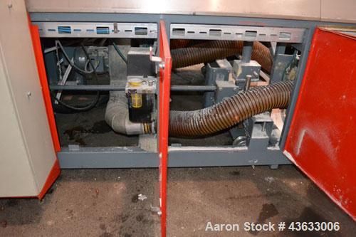Used Greiner Extrusionstechnik Cat Pul Puller/Saw Combination, Model 30/9-235-S-DS. (2) Approximately 9” wide x 102” long contact length cleated belts, and (2) upacting saws with pneumatic hold downs...