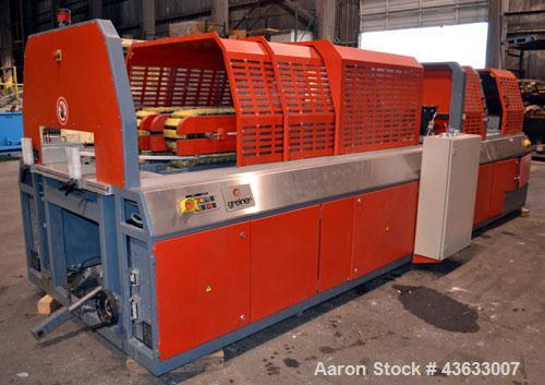 Used Greiner Extrusionstechnik Cat Pul Puller/Saw Combination, Model 30/9-235-S-DS. (2) Approximately 9” wide x 102” long contact length cleated belts, and (2) upacting saws with pneumatic hold downs...