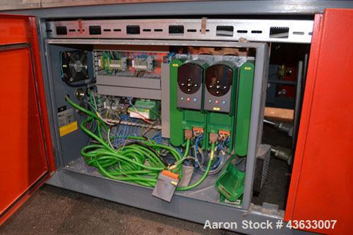 Used Greiner Extrusionstechnik Cat Pul Puller/Saw Combination, Model 30/9-235-S-DS. (2) Approximately 9” wide x 102” long contact length cleated belts, and (2) upacting saws with pneumatic hold downs...
