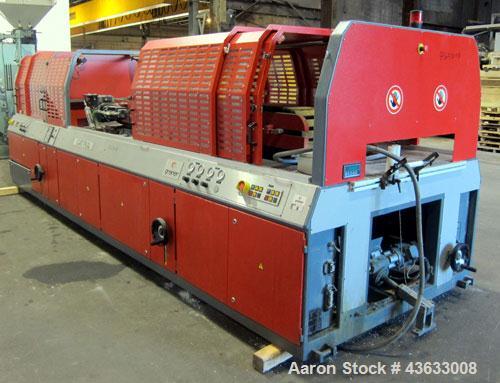 Used Greiner Extrusionstechnik Cat Pul Puller/Saw Combination, Model 30/9-235-S-DS. (2) Approximately 9” wide x 102” long contact length cleated belts, and (1) upacting saw with pneumatic hold down, ...