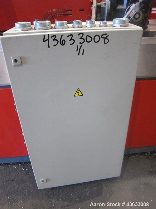 Used Greiner Extrusionstechnik Cat Pul Puller/Saw Combination, Model 30/9-235-S-DS. (2) Approximately 9” wide x 102” long contact length cleated belts, and (1) upacting saw with pneumatic hold down, ...