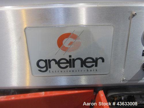 Used Greiner Extrusionstechnik Cat Pul Puller/Saw Combination, Model 30/9-235-S-DS. (2) Approximately 9” wide x 102” long contact length cleated belts, and (1) upacting saw with pneumatic hold down, ...