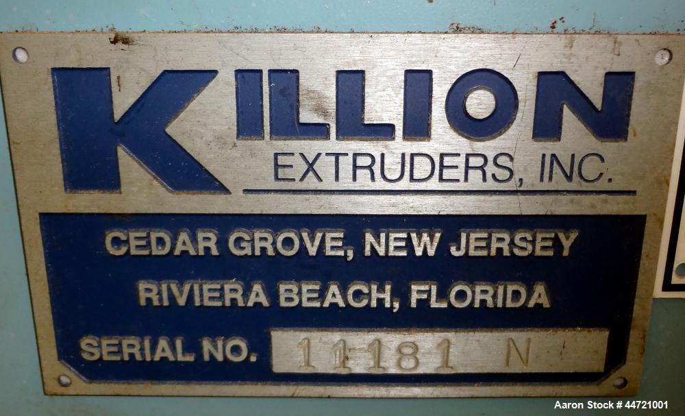Used Killion Puller, Model 2-12, Carbon Steel.  Approximateky 2" wide x 12" long contact area rubber belts, manually adjustable, approximately 2-1/2" maximum daylight.  Driven by a 1 hp, 180 volt, 17...