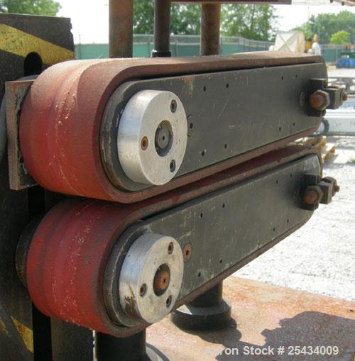 Used-  Puller, (2) 3" wide x 22" long belts.  Manually adjustable height.  Driven by a 1/2 hp, 90 volt, 1750 rpm DC gearmoto...
