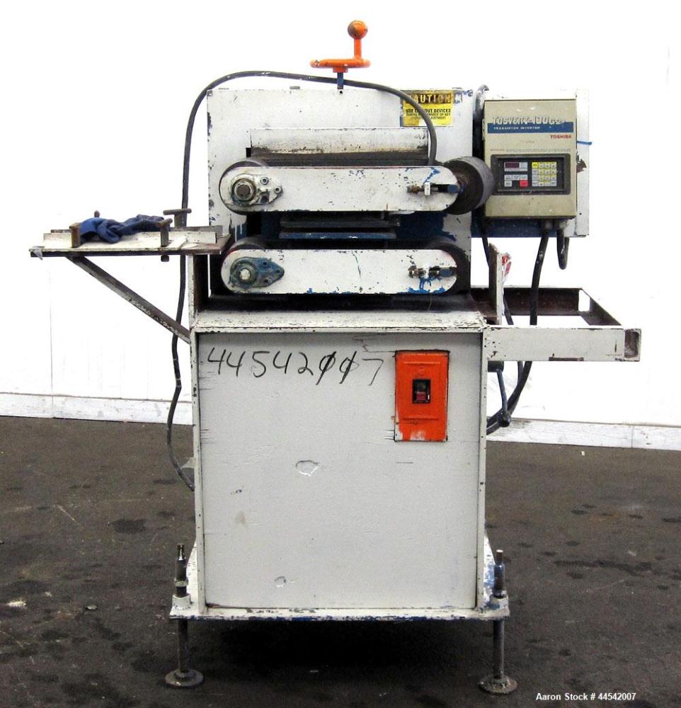 Used Belt Puller. Requires (2) approximately 6” wide x 22” long contact area belts, manually adjustable, approximately 6” maximum daylight. Driven by a 1.5 hp, 3/60/230/460 volt, 3460 rpm motor. Incl...
