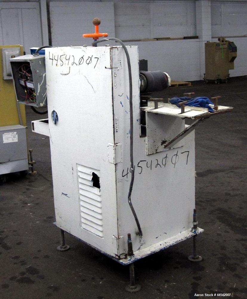 Used Belt Puller. Requires (2) approximately 6” wide x 22” long contact area belts, manually adjustable, approximately 6” maximum daylight. Driven by a 1.5 hp, 3/60/230/460 volt, 3460 rpm motor. Incl...