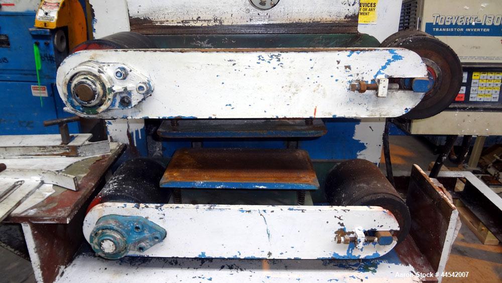 Used Belt Puller. Requires (2) approximately 6” wide x 22” long contact area belts, manually adjustable, approximately 6” maximum daylight. Driven by a 1.5 hp, 3/60/230/460 volt, 3460 rpm motor. Incl...