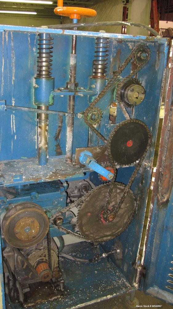 Used Belt Puller. Requires (2) approximately 6” wide x 22” long contact area belts, manually adjustable, approximately 6” maximum daylight. Driven by a 1.5 hp, 3/60/230/460 volt, 3460 rpm motor. Incl...