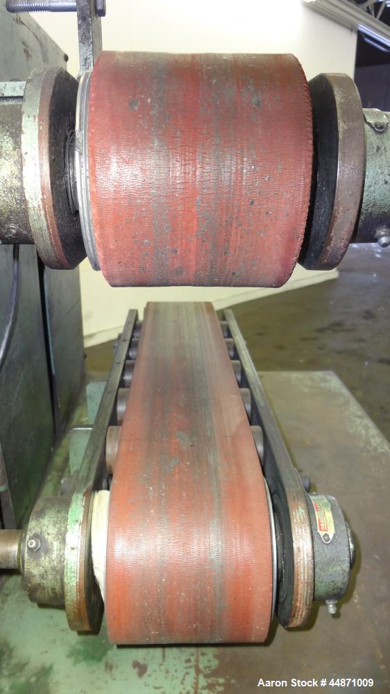 Used RDN Belt Puller, Model 118-5.  (2) Approximately 3.75" wide x 18" long contact area belts, manually adjustable, approximately 5" maximum daylight. Capacity up to 4" diameter product. Driven by a...