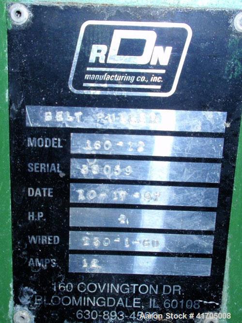 Used- RDN Belt Puller, Model 160-12. 12" wide x 60" long belts, pneumatically adjustable. Driven by an approximate regulated...