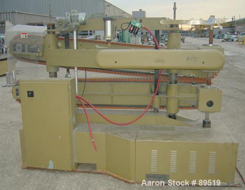 USED: Royal Machine belt puller, model 056. (2) 8" wide x 8' long contact areas. Top belt motorized adjustment, bottom belt manually adjustable. Driven by an approximate 5 hp motor. Includes control ...