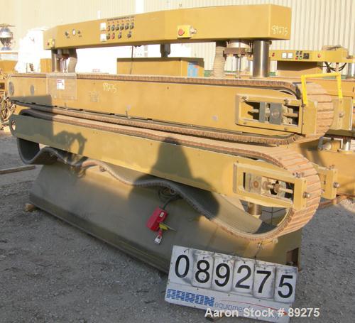 Used Royal Machine Cleated Belt Puller, Model 067. (2) 10" wide x 12' long contact area. Pneumatically adjustable belts. Each belt driven by a 2 hp, 640 volt, 2500 rpm DC gearmotor. (1 belt missing m...
