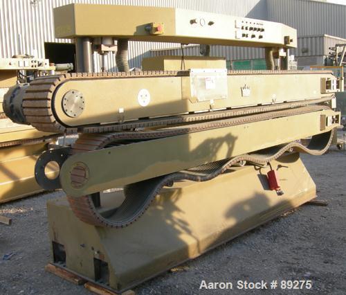 Used Royal Machine Cleated Belt Puller, Model 067. (2) 10" wide x 12' long contact area. Pneumatically adjustable belts. Each belt driven by a 2 hp, 640 volt, 2500 rpm DC gearmotor. (1 belt missing m...