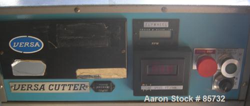 USED: Versa puller/cutter machine consisting of: (1) Versa puller, model C22, serial #22358, (2) 2" wide x 11" contact length manually adjustable rubber belts, approx 2-1/4" daylight. (1) Versa cutte...
