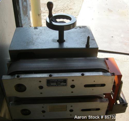 USED: Versa puller/cutter machine consisting of: (1) Versa puller, model C22, serial #22358, (2) 2" wide x 11" contact length manually adjustable rubber belts, approx 2-1/4" daylight. (1) Versa cutte...