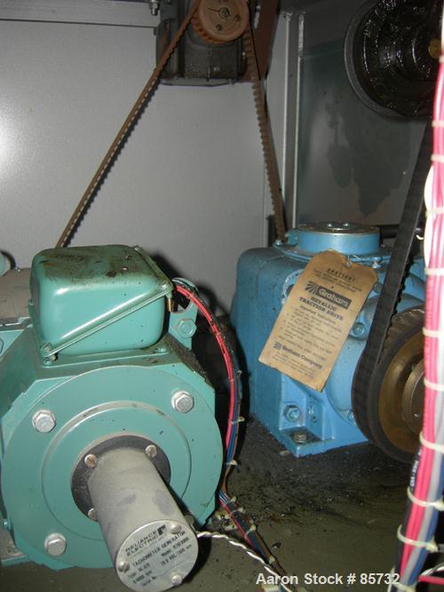 USED: Versa puller/cutter machine consisting of: (1) Versa puller, model C22, serial #22358, (2) 2" wide x 11" contact length manually adjustable rubber belts, approx 2-1/4" daylight. (1) Versa cutte...
