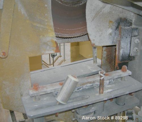 USED: Becz Machine traveling cut off chop saw, model 101. Approximate 14" diameter blade, pneumatically adjustable hold downs. Approximate 24" saw travel. Driven by a 2 hp, 3/60/575 volt, 3460 rpm mo...