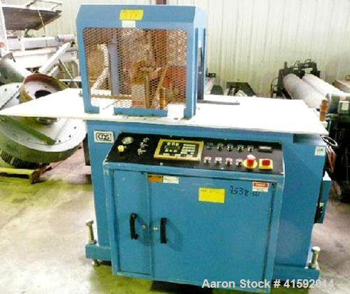 Used CDS Traveling Cut Off Saw, Model CSS 6.5-13. Up acting blade, 26" servo traveling table. Top hold down. Profile cross section 3.5" high x 13" wide. Maximum O.D. 6.7". Blade rpm 2156. 3/60/575 vo...