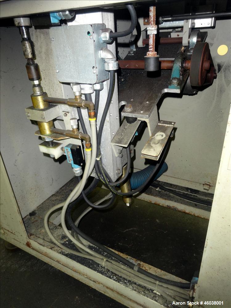 Used Conair Jetro Gatto Cut-Off Saw, Model UC-4-18. Approximate 16" diameter cutting blade. 18" Travel, 4-1/2" O.D. capacity with a 25" maximum cut length. Driven by a 1hp, 3/60/208-230/460 volt, 345...