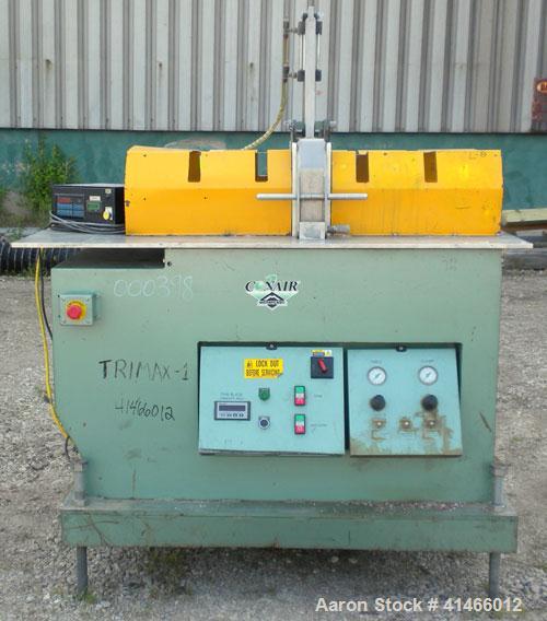 Used Conair Air Traveling Cut Off Saw, Model MST-8-L-R. Approximate 18" diameter up acting blade, traveling table. Top air operated hold down. Driven by an approximate 3 hp motor. Includes a Durant p...