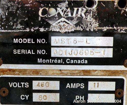 Used Conair Air Traveling Cut Off Saw, model MST6-L. 18" diameter up acting blade, traveling table. Top air operated hold down. Driven by a 3 hp, 3/60/208-230/460 volt, 1745 rpm motor. Includes a M60...
