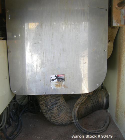 USED: Conair traveling cut off saw, model MST-6. Upacting saw blade. Approximate 32" x 52" traveling table. Top air operated hold down. Driven by an approximate 3 hp motor. Includes a dust collector ...