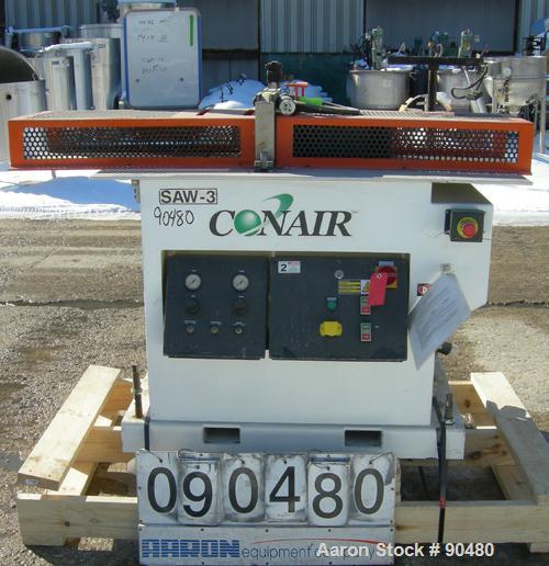 USED: Conair traveling cut off saw, model MST-6. Upacting saw blade. Approximate 32" x 52" traveling table. Top air operated hold down. Driven by an approximate 3 hp motor. Includes a dust collector ...
