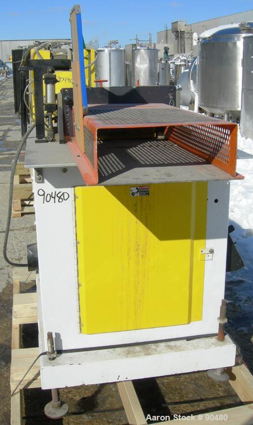 USED: Conair traveling cut off saw, model MST-6. Upacting saw blade. Approximate 32" x 52" traveling table. Top air operated hold down. Driven by an approximate 3 hp motor. Includes a dust collector ...