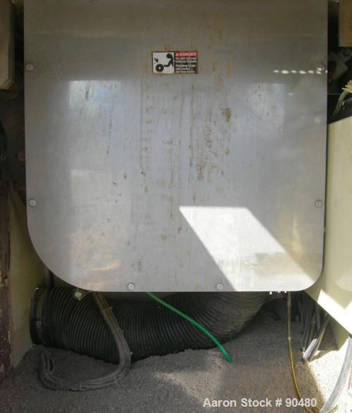 USED: Conair traveling cut off saw, model MST-6. Upacting saw blade. Approximate 32" x 52" traveling table. Top air operated hold down. Driven by an approximate 3 hp motor. Includes a dust collector ...