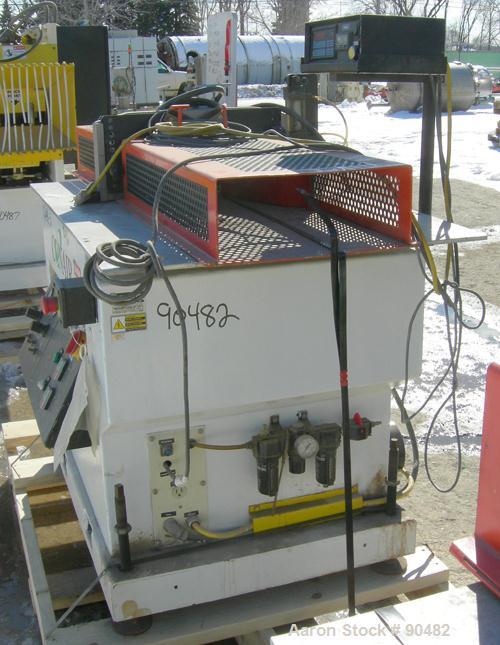 USED: Conair traveling cut off saw, model MST-6. Upacting saw blade. Approximate 32" x 52" traveling table. Top air operated hold down. Driven by an approximate 3 hp motor. Includes a dust collector ...