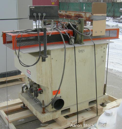 USED: Conair traveling cut off saw, model MST-6. Upacting saw blade. Approximate 32" x 52" traveling table. Top air operated hold down. Driven by an approximate 3 hp motor. Includes a dust collector ...