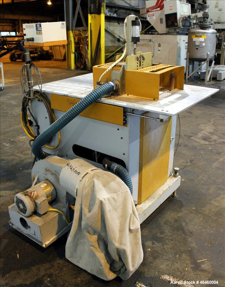 Used CDS Traveling Cut-off Saw, Model CTS 6.5-13D. Up acting blade, 18" AC traveling table. Top hold down. Profile cut cross section 3.5" high x 13" wide. Maximum O.D. 6.7". Blade rpm 2156. Blade dri...