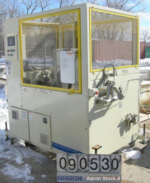 Used: Extrusion Services Inc. traveling saw, model Servo Boost. Approximately 16" diameter down acting blade, driven by a 3hp,3/60/230/460 volt, 3500 rpm motor.