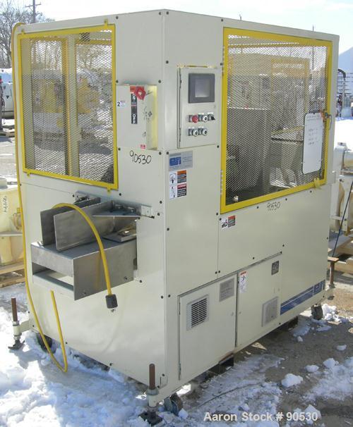Used: Extrusion Services Inc. traveling saw, model Servo Boost. Approximately 16" diameter down acting blade, driven by a 3hp,3/60/230/460 volt, 3500 rpm motor.