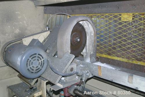 USED: Gatto table saw, model HS.2.4, 10" diameter saw blade. Unit can accept up to 4" wide x 2" tall or 2" diameter product. Saw driven by 2 hp 3/60/208-230/460 volt, 1725 rpm motor, 2 pneumatic prod...