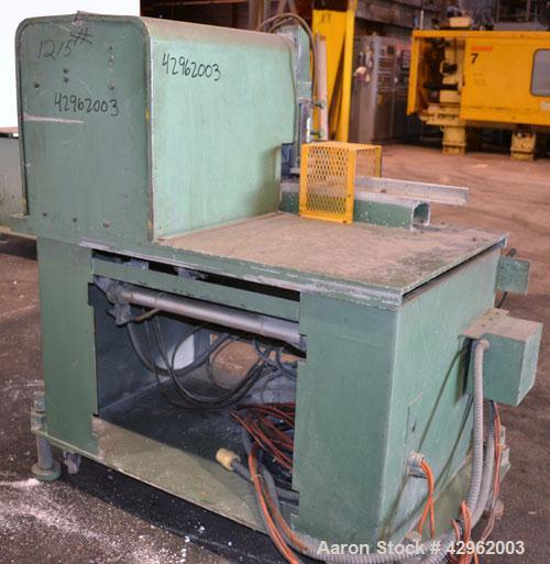 Used Gatto Traveling Center Arm Saw, Model OPS-7-24. 20 Diameter blade, 24 table travel, 7 O.D. capacity, maximum 12 cuts per minute. Driven by a 3hp, 3/60/208-230/460 volt, 1725 rpm motor. Mounted o...