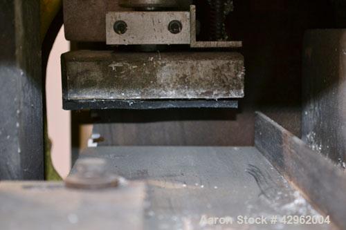 Used Gatto Traveling Center Arm Saw, Model OPS-7-24. 20 Diameter blade, 24 table travel, 7 O.D. capacity, maximum 12 cuts per minute. Driven by a 3hp, 3/60/208-230/460 volt, 1725 rpm motor. Mounted o...