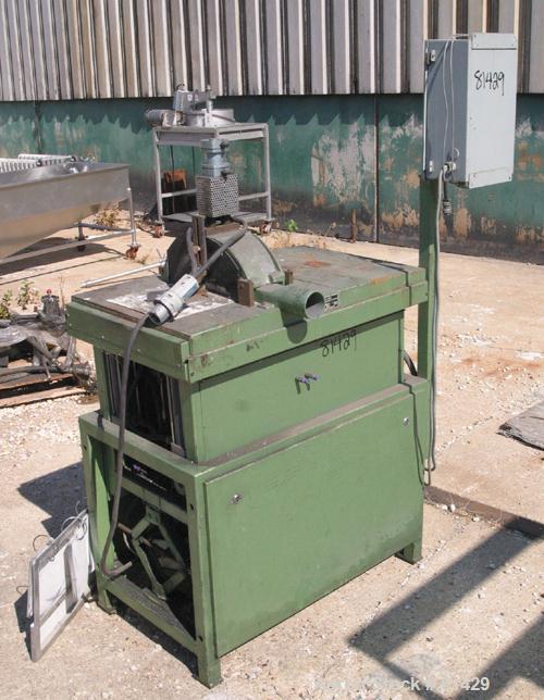 USED: IDE cutoff saw, model ME52.3. (1) 12" diameter air operatedup acting blade, driven by an approx 1/4 hp motor. Adjustable tableheight. Unit includes an IDE model MEAS53 dust sock filter withblow...