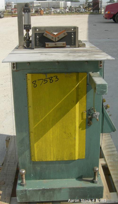 Used Metaplast Air Traveling Cut Off Saw, Model MST-4. Top air operated hold down. Requires motor and saw blade.