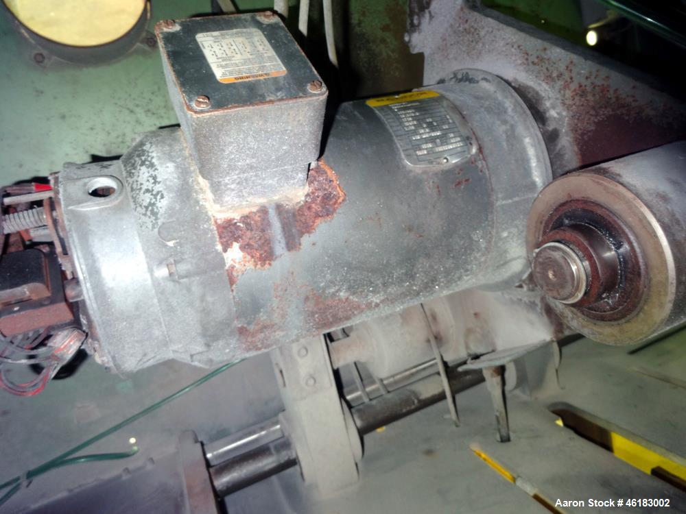 Used Metaplast Air Traveling Cut Off Saw, Model MST8. Approximately 18" diameter up acting blade (blade required), 58" long x 42" wide traveling table. Top air operated hold down. Driven by 5 hp, 3/6...