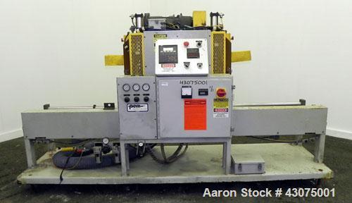 Used PEM/Plastics Extrusion Machinery Traveling Rotary Saw, Model 730/4, Carbon Steel. Designed to cut pipe in the 1/2’’ to 4” size range, 68’’ travel length. Pneumatic clamp downs. Blade and rotatin...