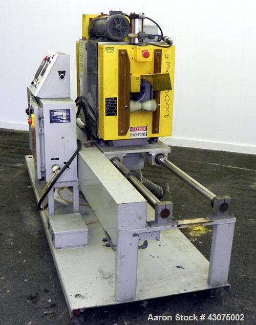 Used PEM/Plastics Extrusion Machinery Traveling Rotary Saw, Model 730/4, Carbon Steel. Designed to cut pipe in the 1/2’’ to 4” size range, 68’’ travel length. Pneumatic clamp downs. Blade and rotatin...