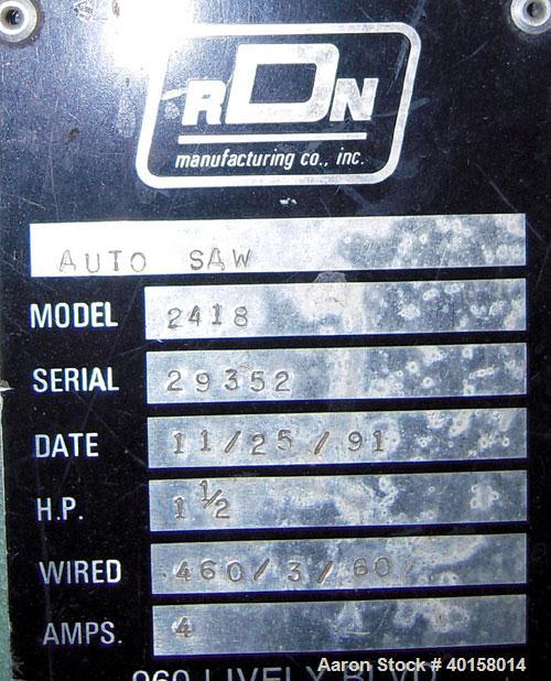 Used- RDN Traveling Saw, Model 2418. Approximate